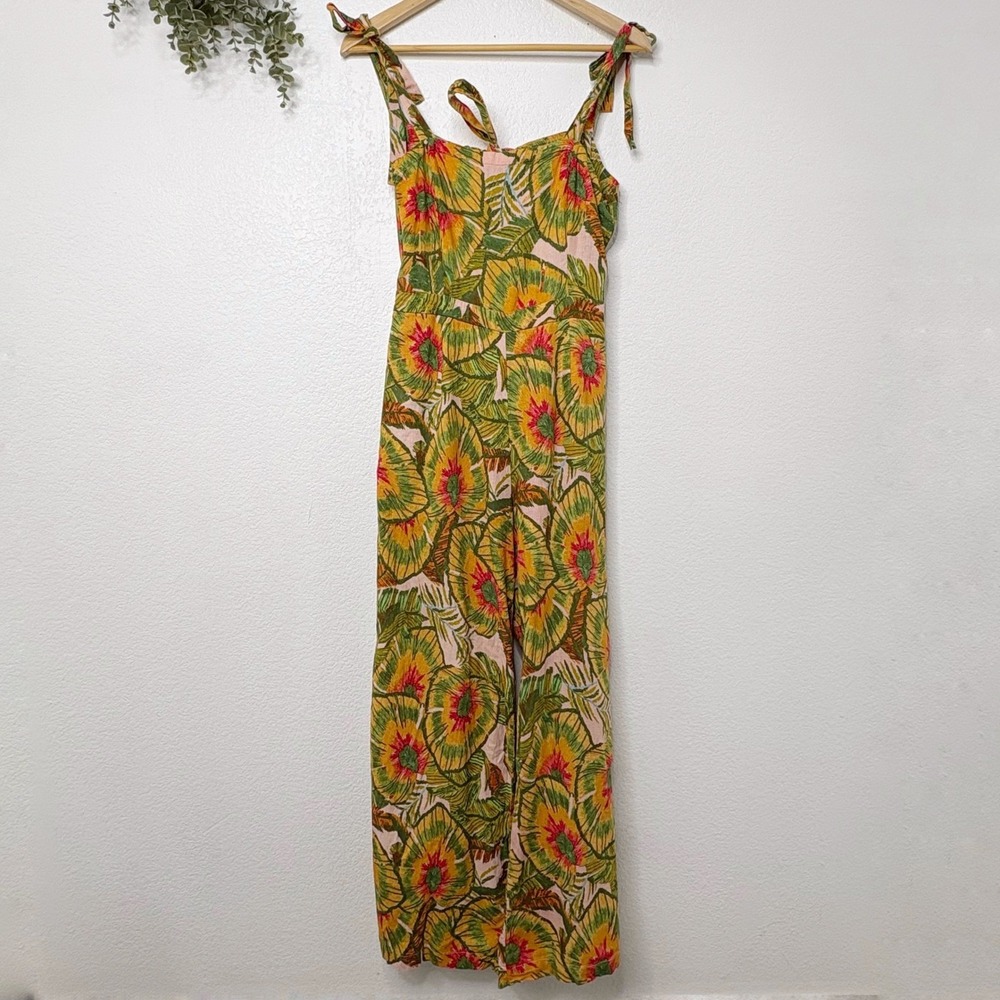 Cynthia Rowley Tropical Wide leg‎ Floral Jumpsuit Wide Leg Linen Blend